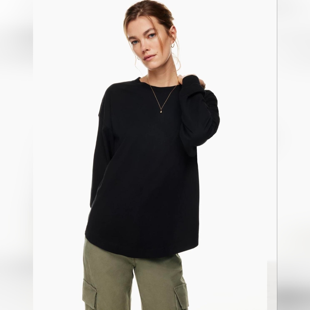 Aritzia Wilfred Free Perth Longsleeve T Shirt Heavy 100% Cotton Black Med